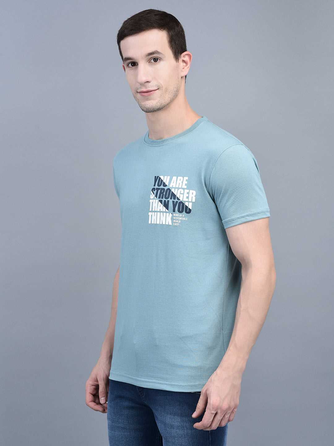 Cobb Blue Printed Round Neck T-Shirt