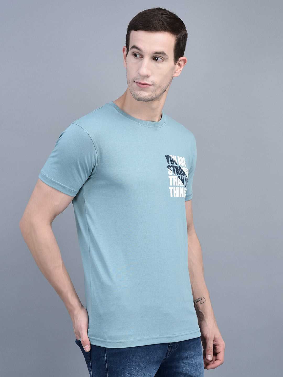 Cobb Blue Printed Round Neck T-Shirt