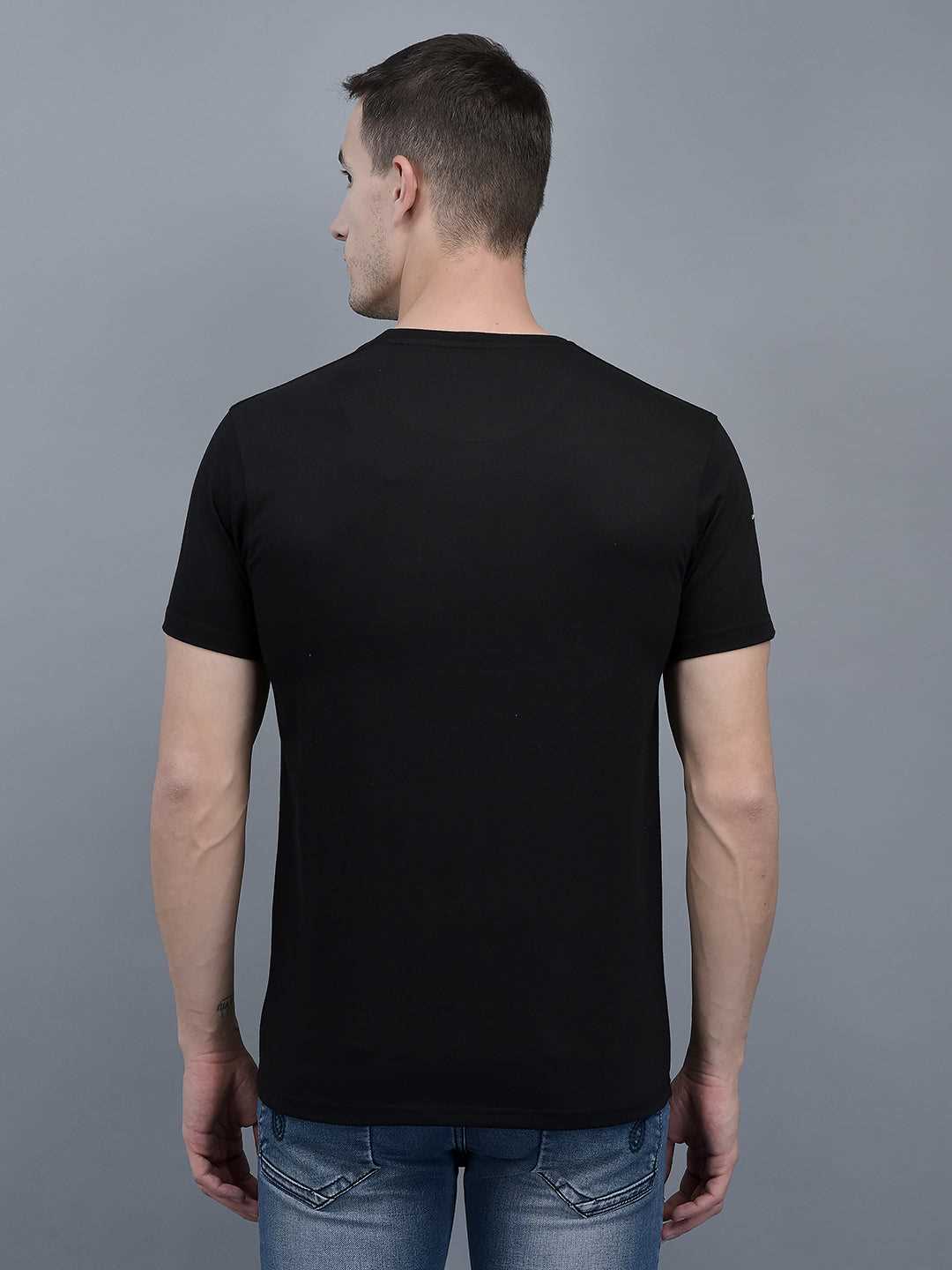 Cobb Black Printed Round Neck T-Shirt