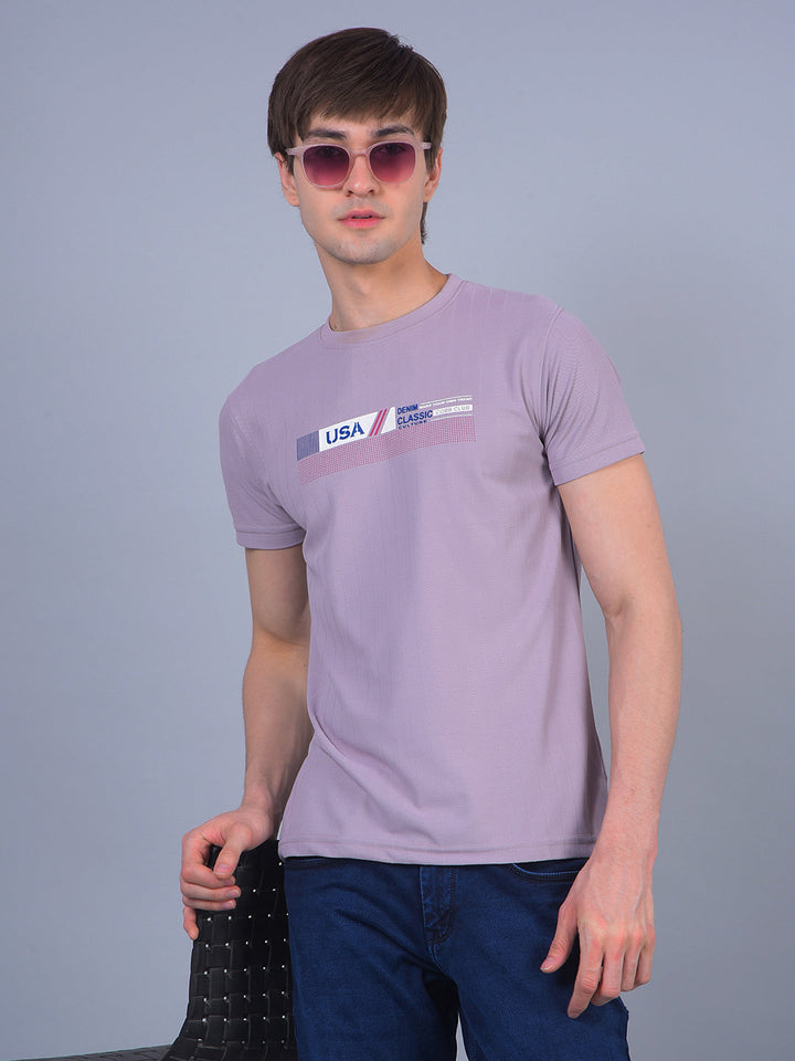 cobb light mauve printed round neck t-shirt