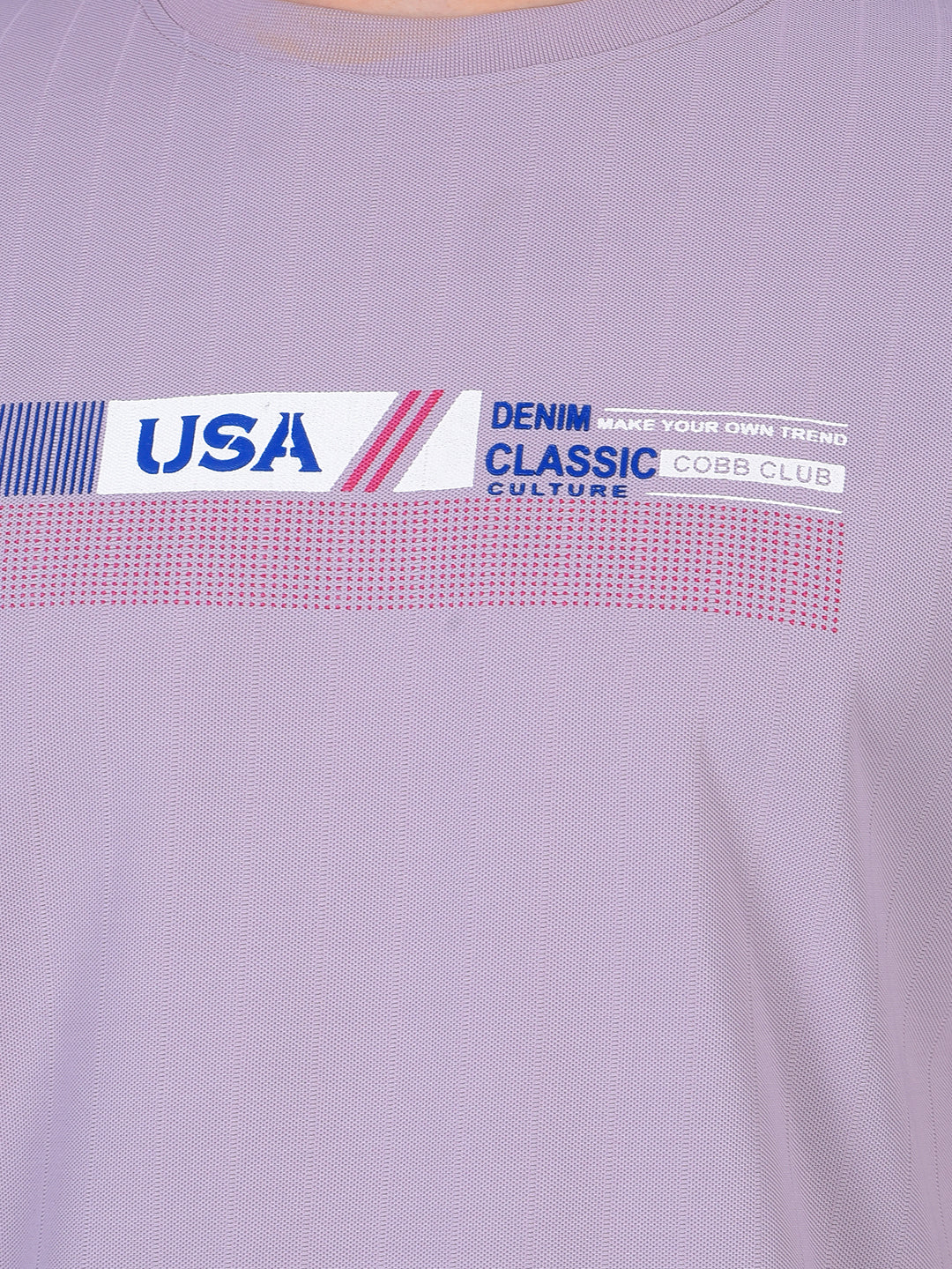 cobb light mauve printed round neck t-shirt