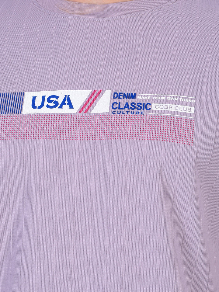 cobb light mauve printed round neck t-shirt