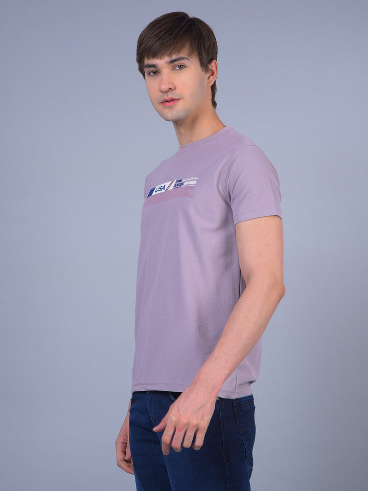 COBB LIGHT MAUVE PRINTED ROUND NECK T-SHIRT