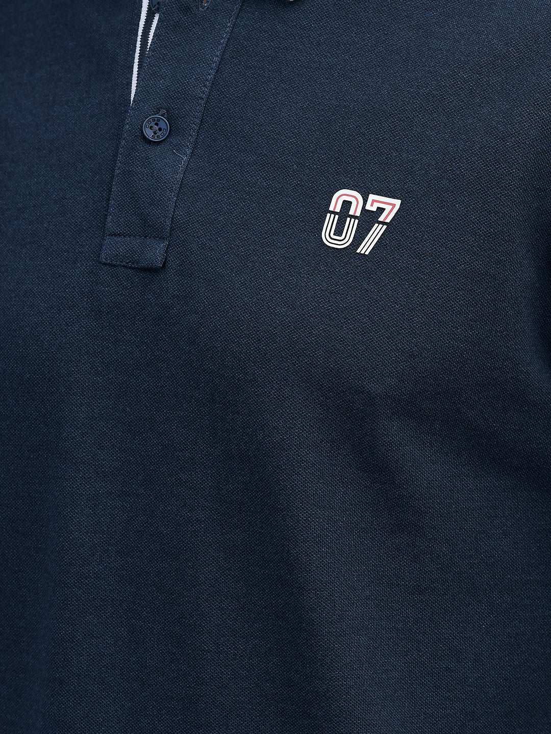 Cobb Blue Solid Polo Neck T-Shirt