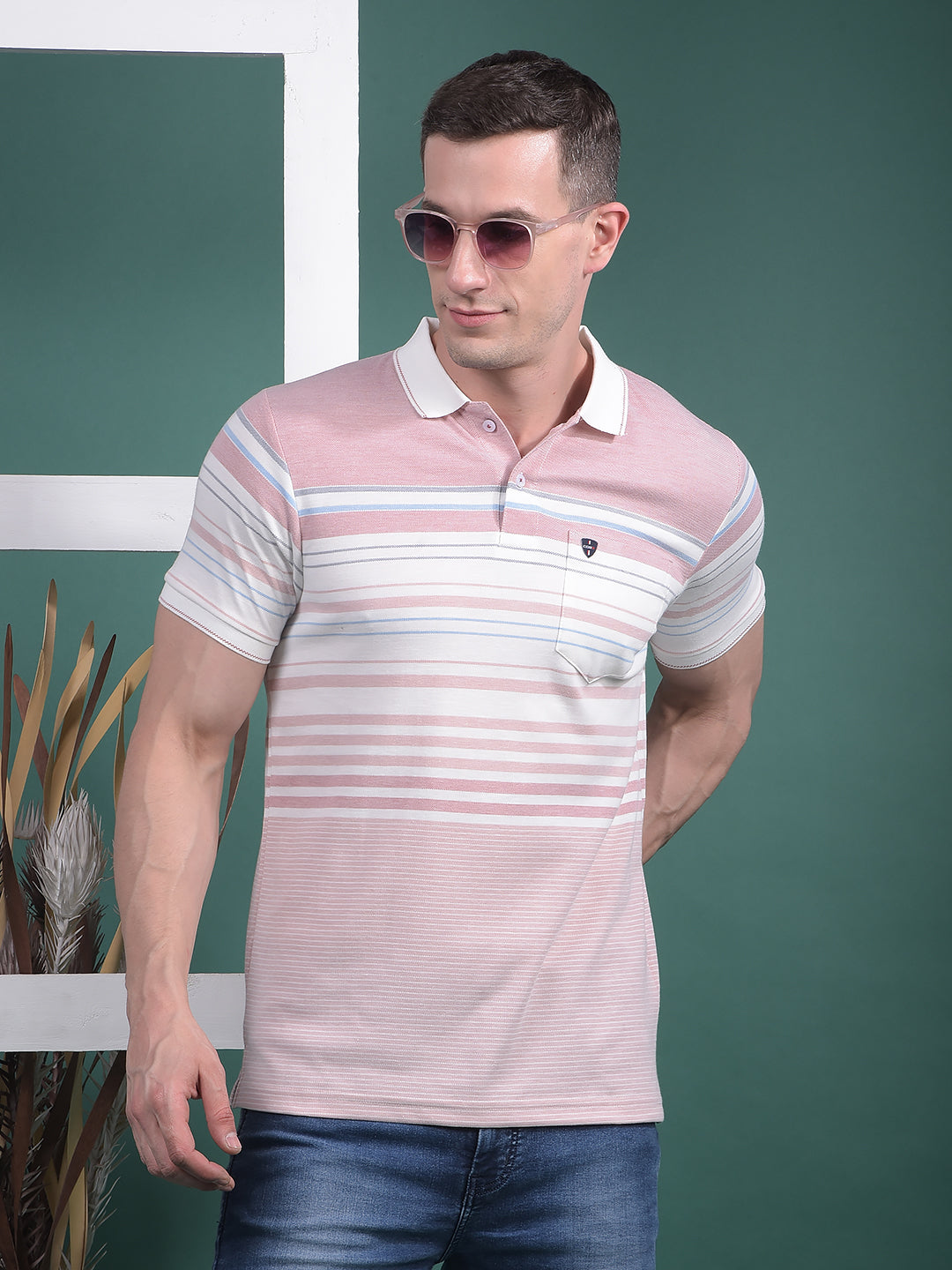 COBB PASTEL RED STRIPED POLO NECK T-SHIRT – Cobbitalyofficial