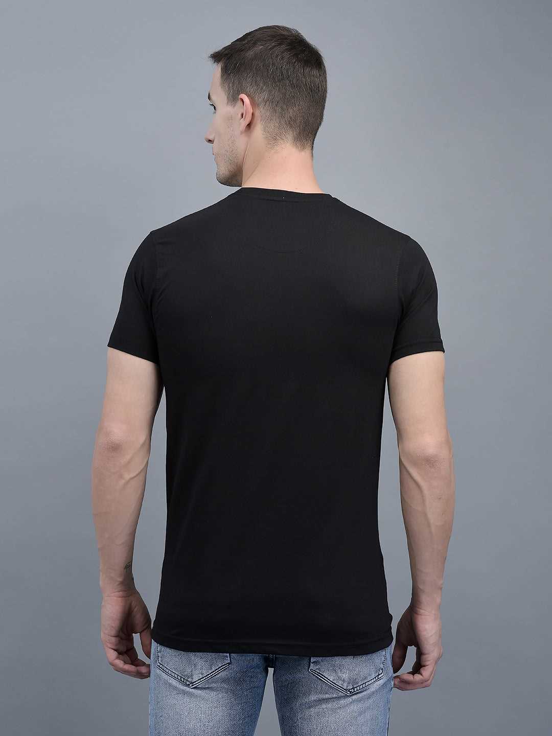 Cobb Black Printed Round Neck T-Shirt