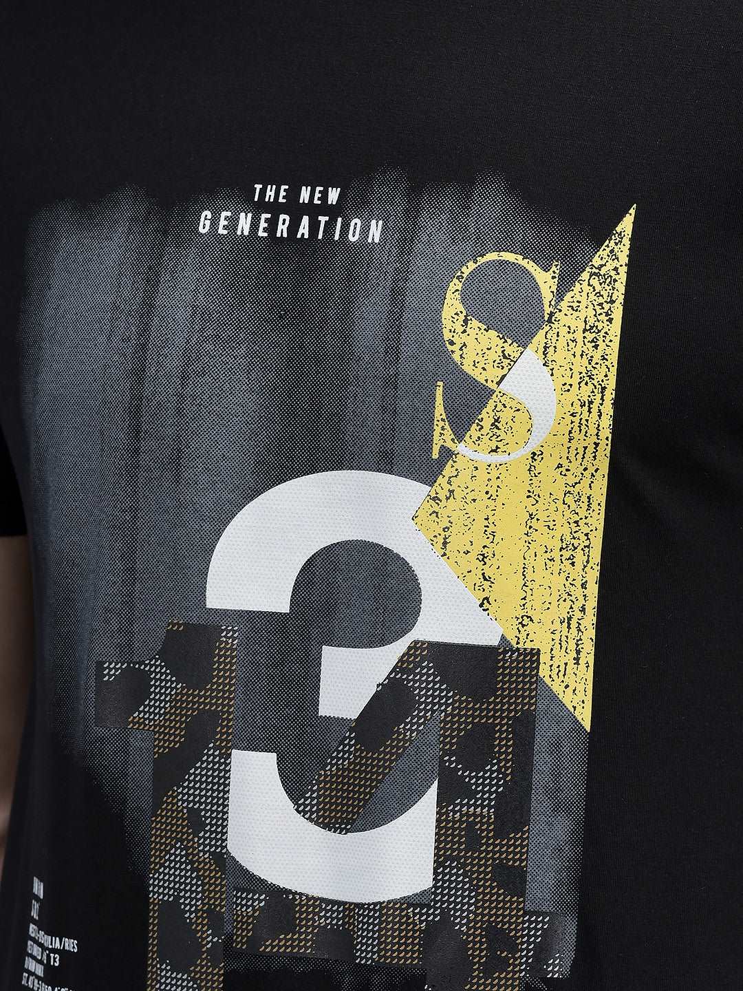 Cobb Black Printed Round Neck T-Shirt