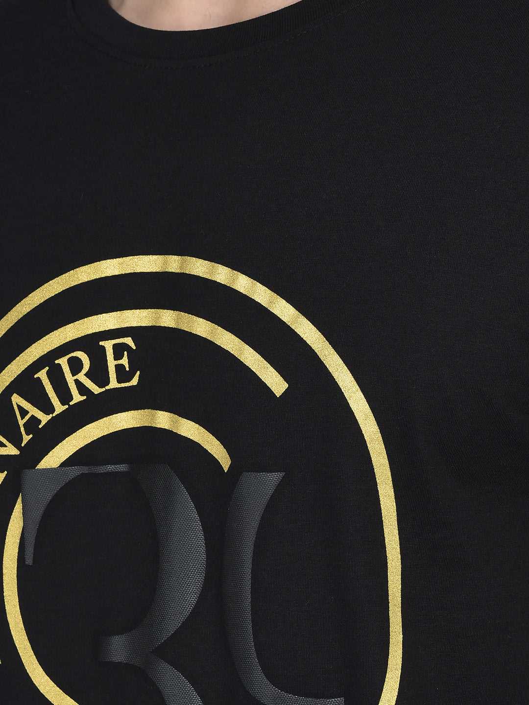 Cobb Black Printed Round Neck T-Shirt