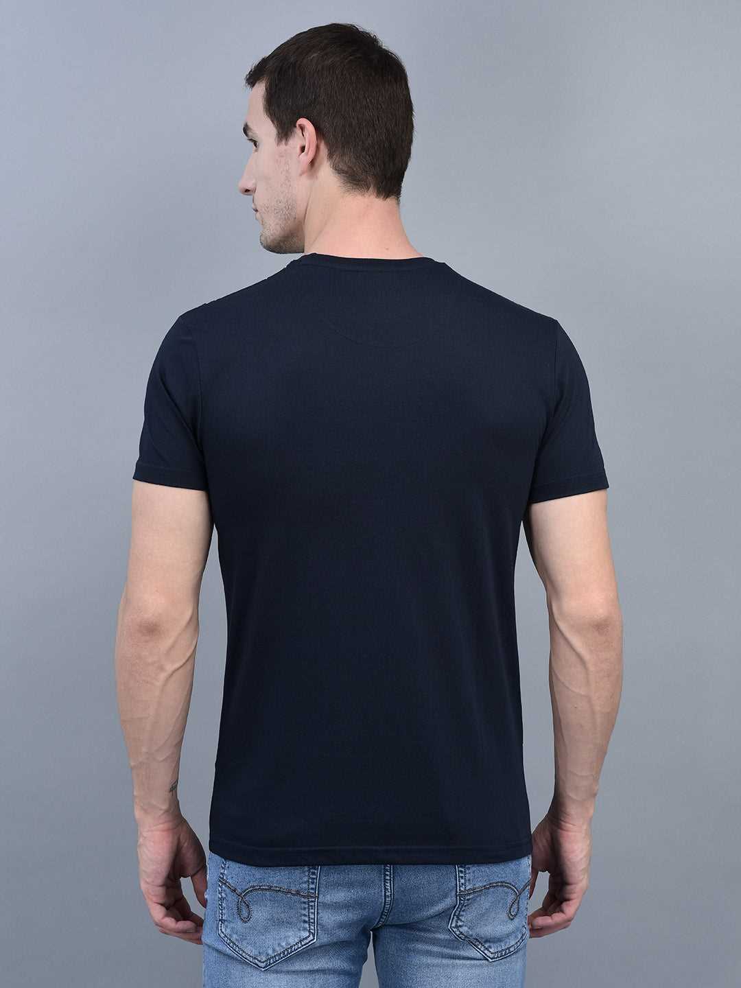 Cobb Blue Printed Round Neck T-Shirt