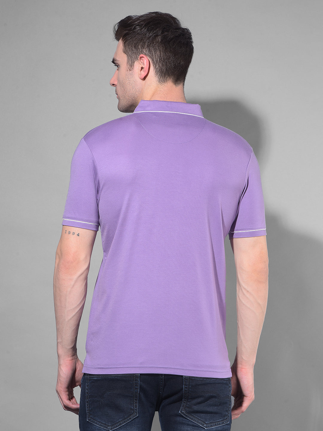 cobb solid dark lavender polo neck t-shirt