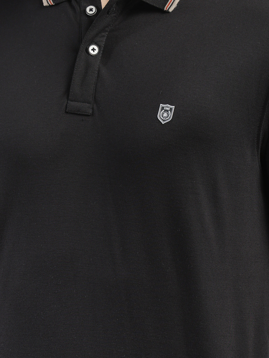 cobb solid black polo neck t-shirt