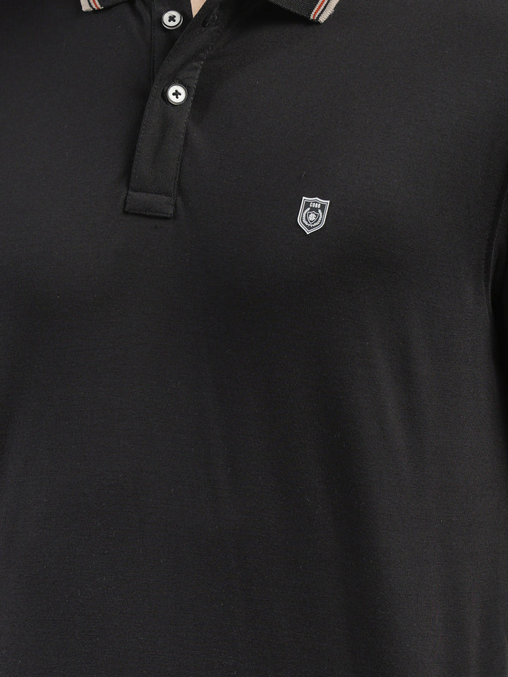 cobb solid black polo neck t-shirt