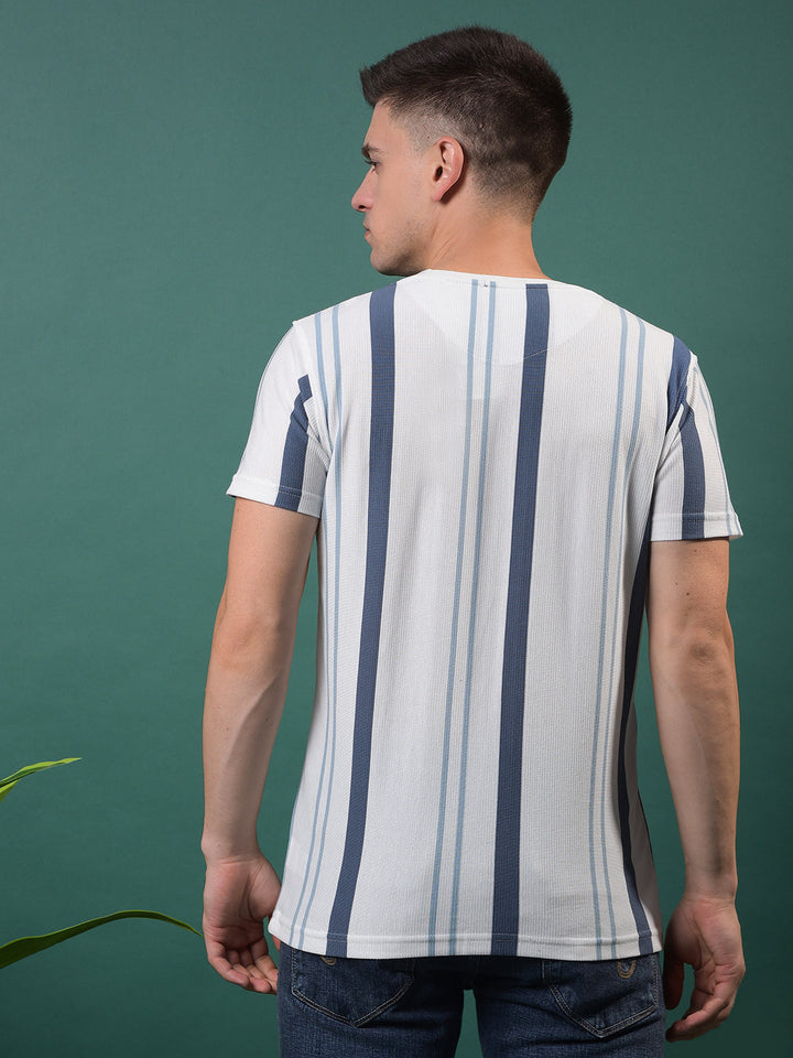 cobb white striped round neck t-shirt