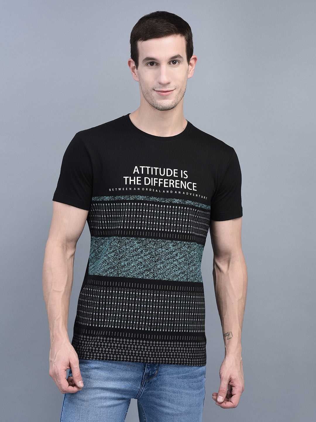 Cobb Black Printed Round Neck T-Shirt BLACK