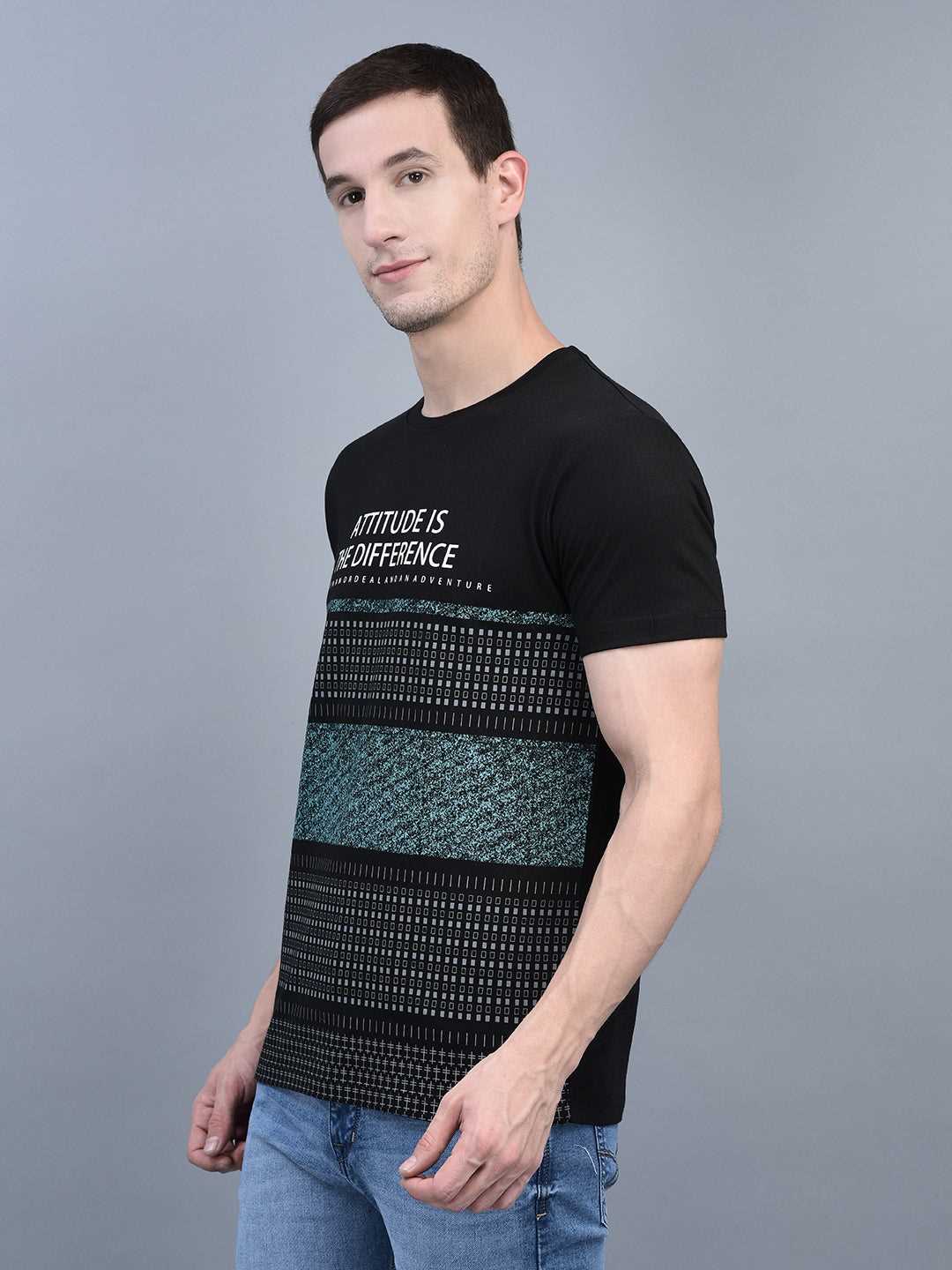 Cobb Black Printed Round Neck T-Shirt