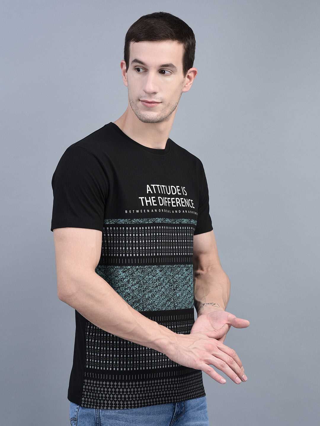 Cobb Black Printed Round Neck T-Shirt