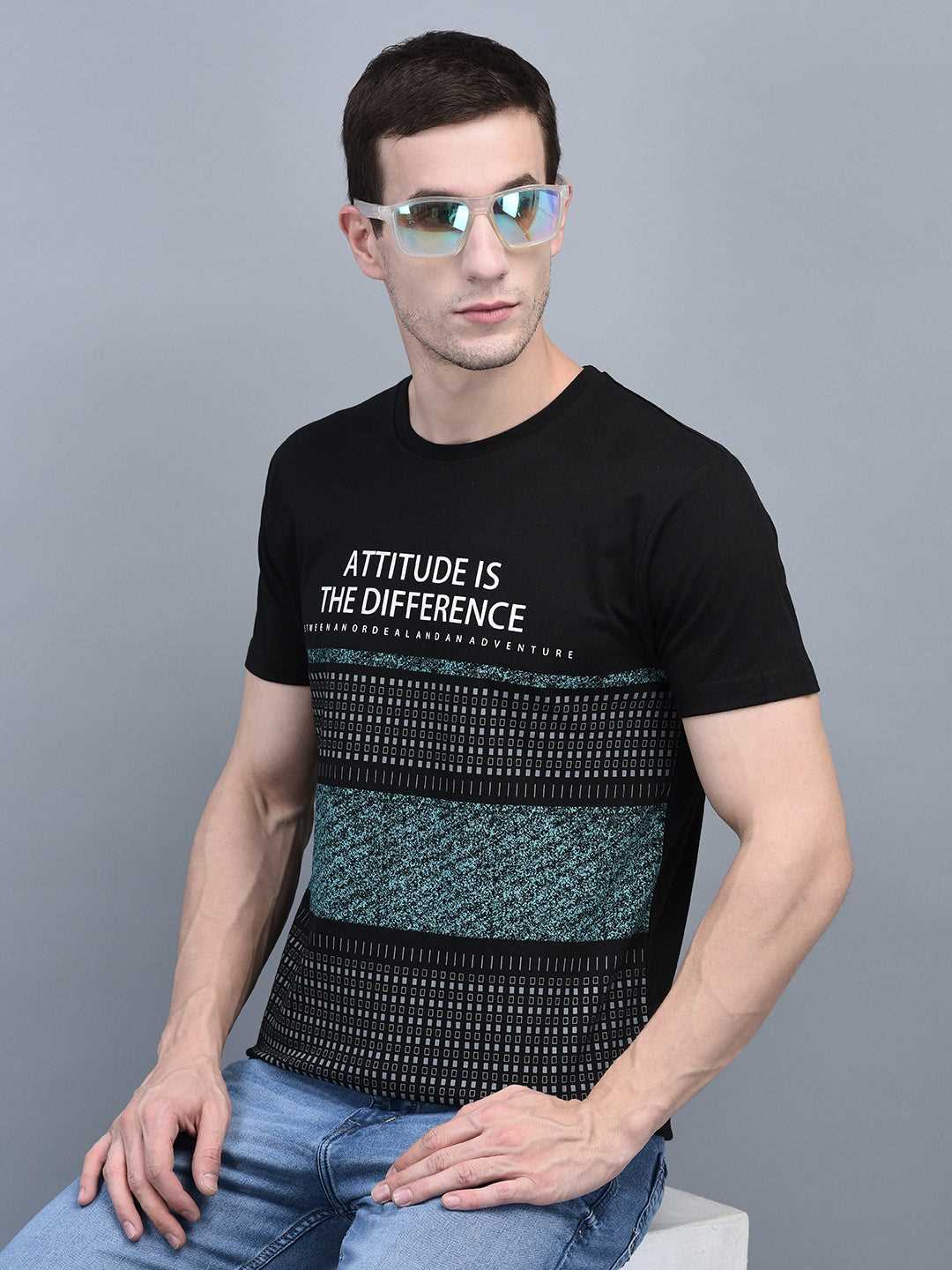 Cobb Black Printed Round Neck T-Shirt