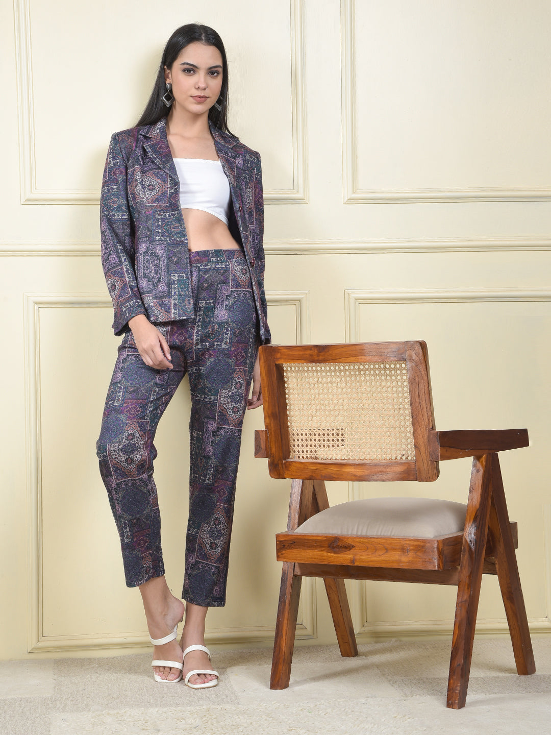 miss forever purple printed winter co-ord set