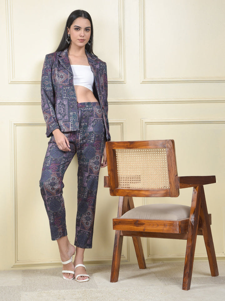 miss forever purple printed winter co-ord set