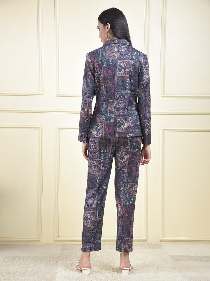miss forever purple printed winter co-ord set