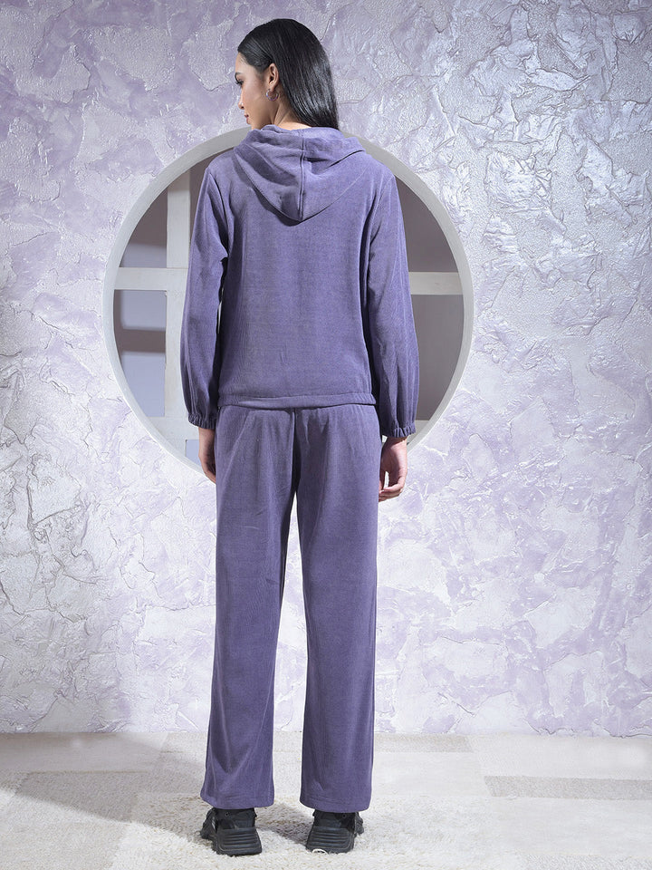 miss forever purple striped winter co-ord set