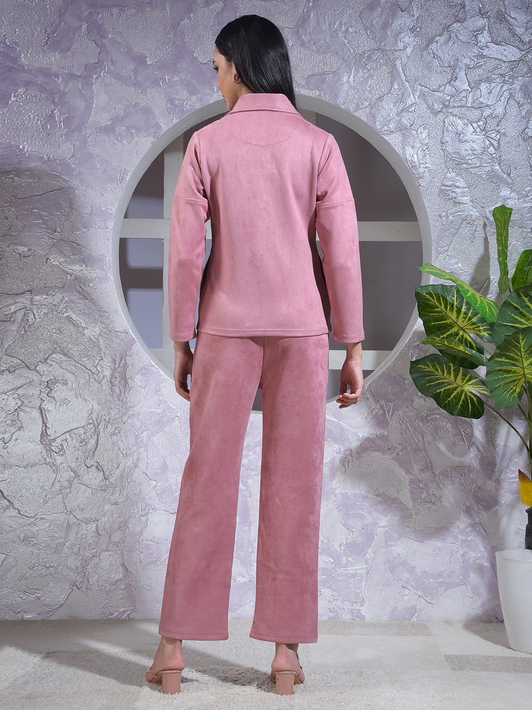 miss forever solid coral winter co-ord set