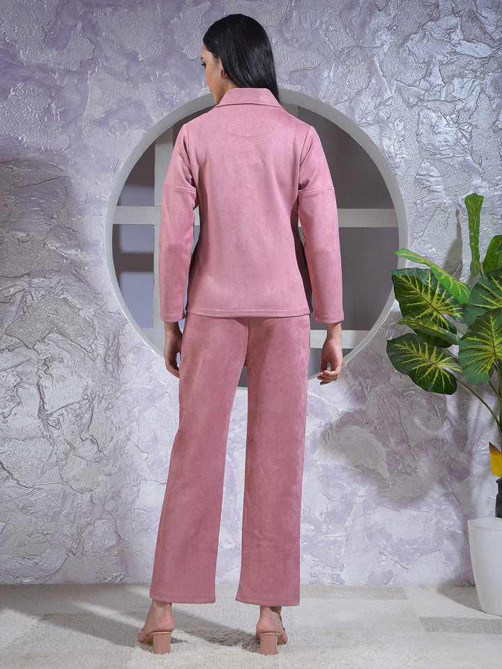 miss forever solid coral winter co-ord set