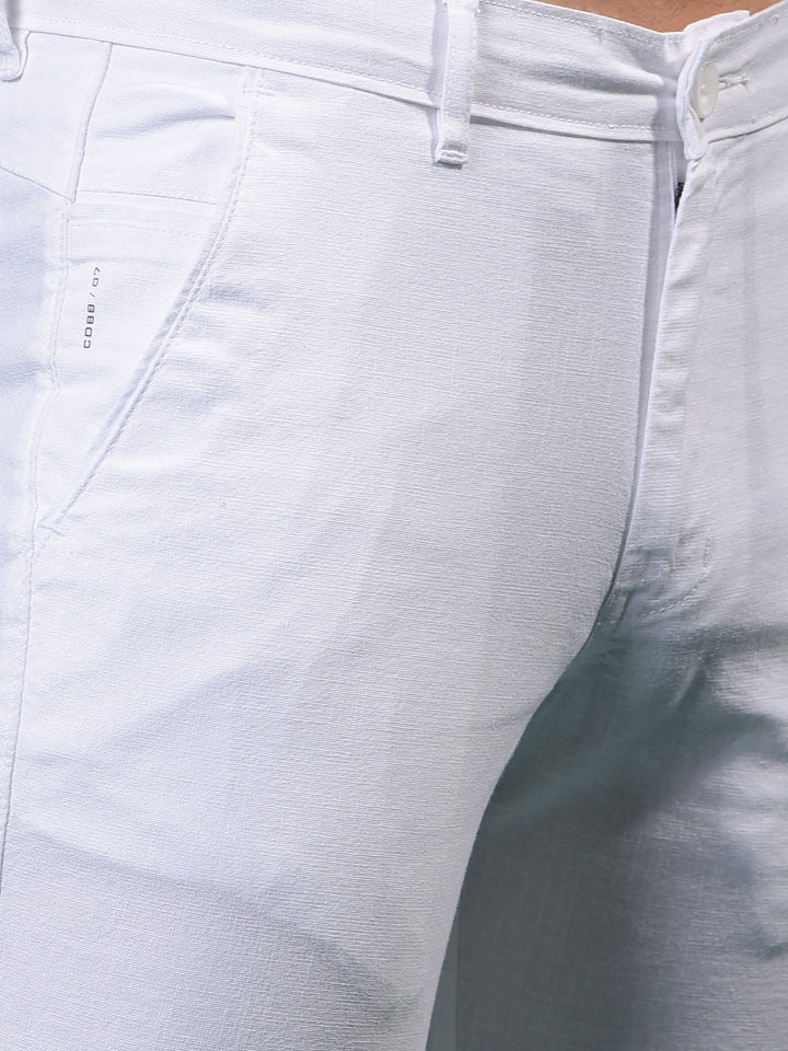 COBB WHITE LINEN ULTRA-FIT CASUAL TROUSER