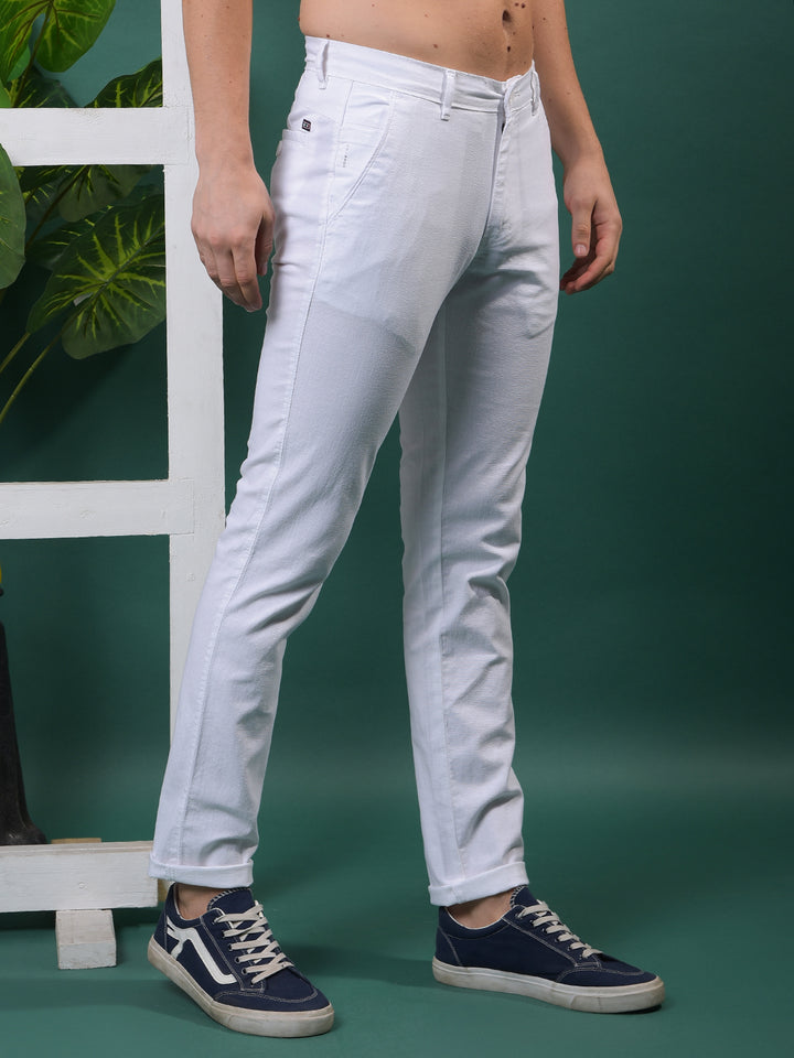 COBB WHITE LINEN ULTRA-FIT CASUAL TROUSER