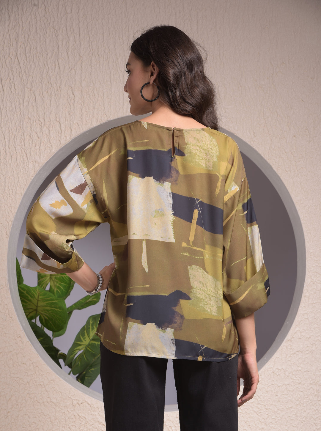 miss forever green woven top