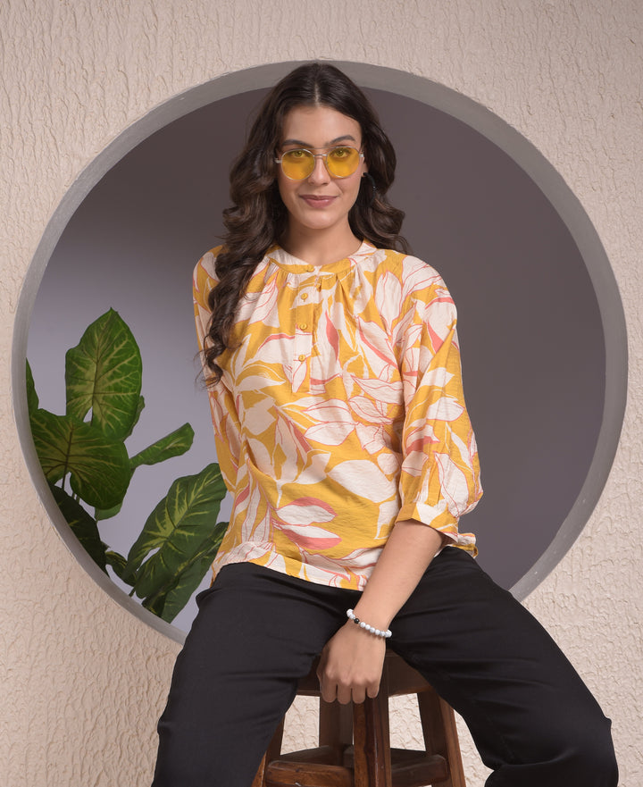 miss forever yellow woven top