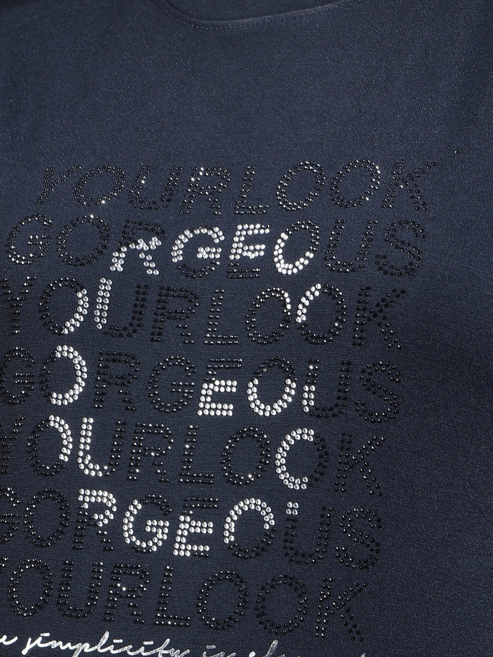 miss forever black stone printed top