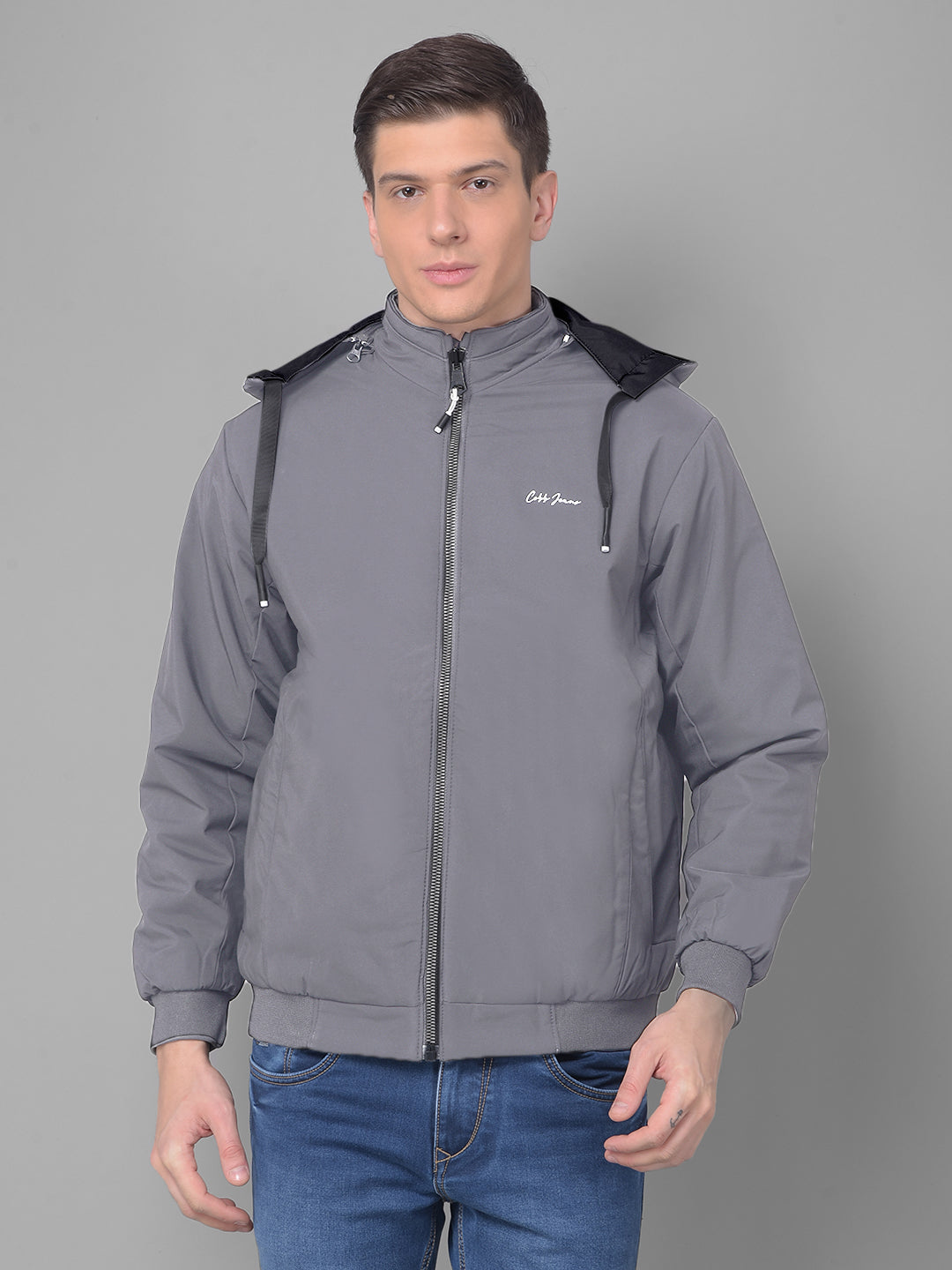 COBB SOLID BLACK GREY REVERSIBLE ROUND NECK JACKET