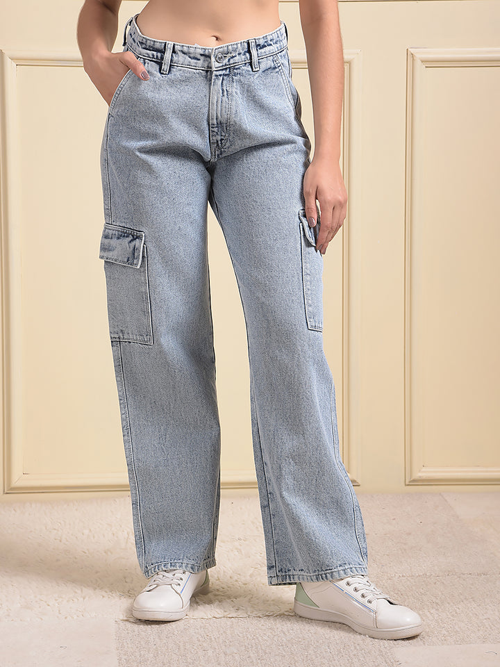 MISS FOREVER LIGHT BLUE CARGO JEANS