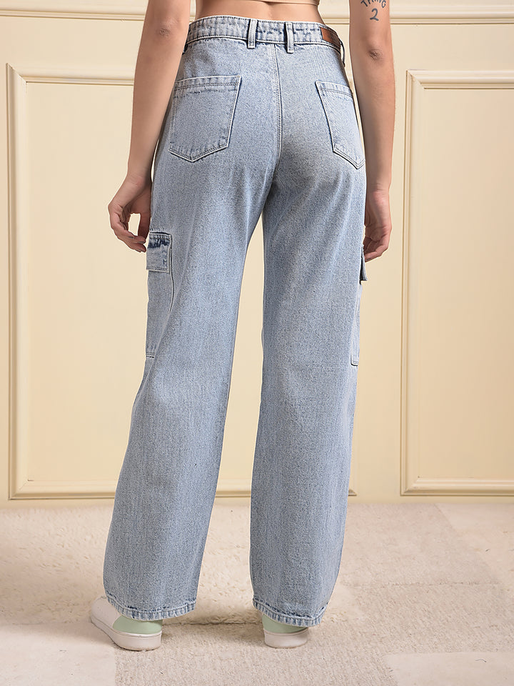MISS FOREVER LIGHT BLUE CARGO JEANS