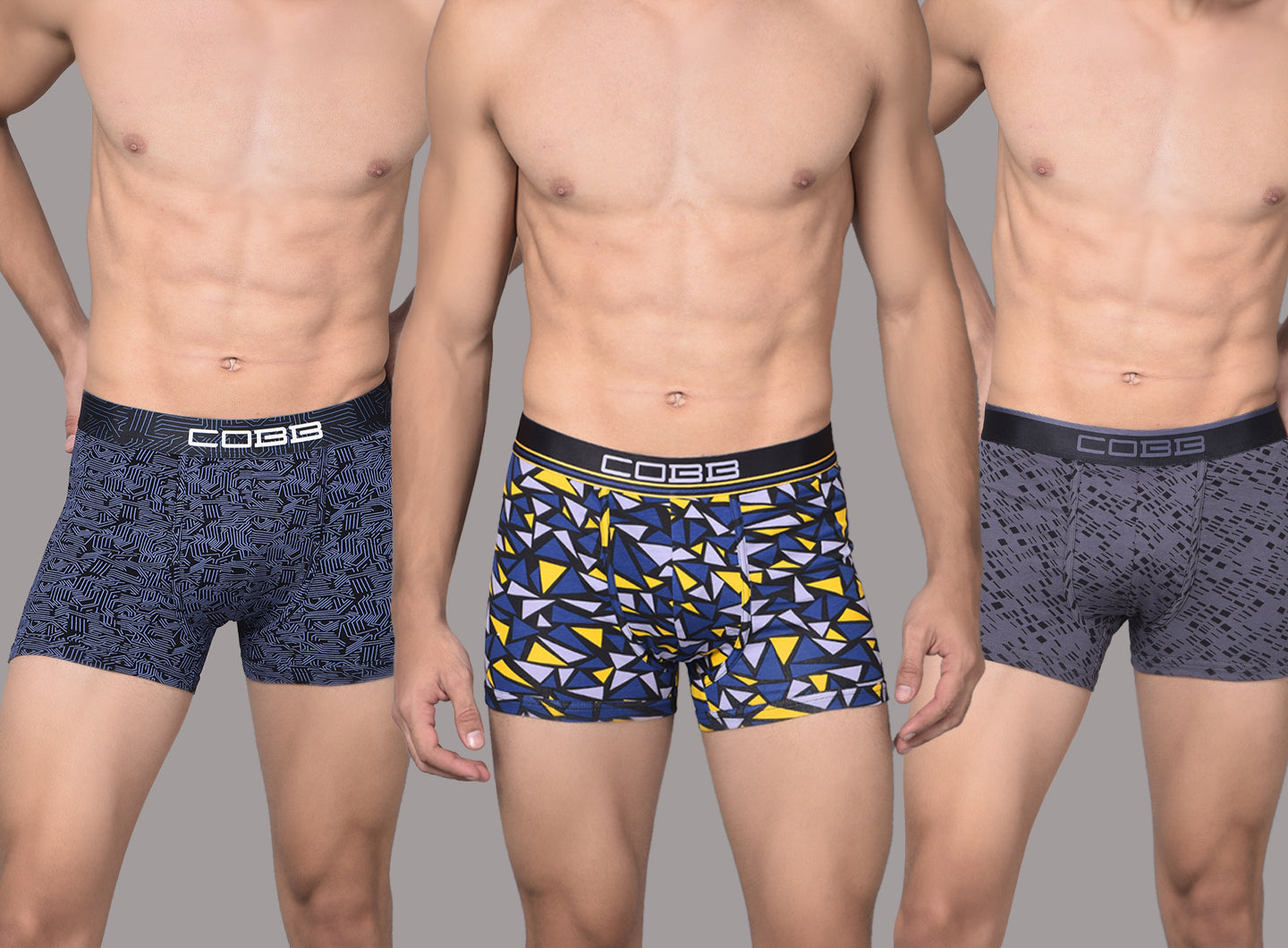 Cobb Mens Cotton Assorted Printed Premium Trunk (Pack of 3) Assorted