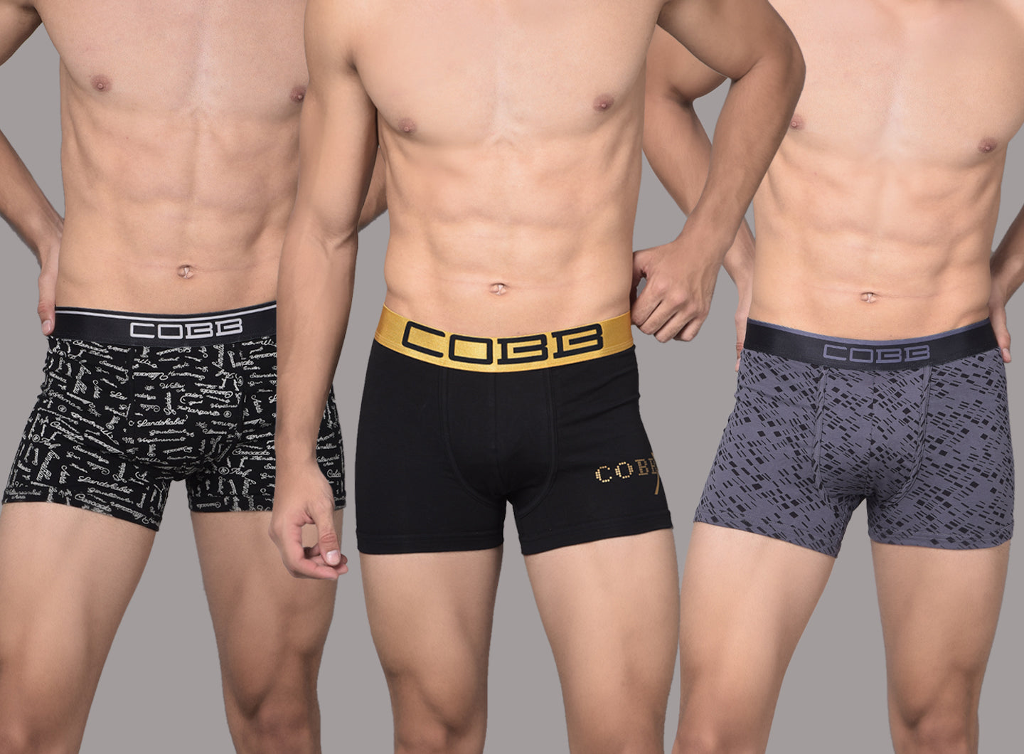Cobb Mens Cotton Multicolored Printed Premium Trunk (Pack of 3) Assorted