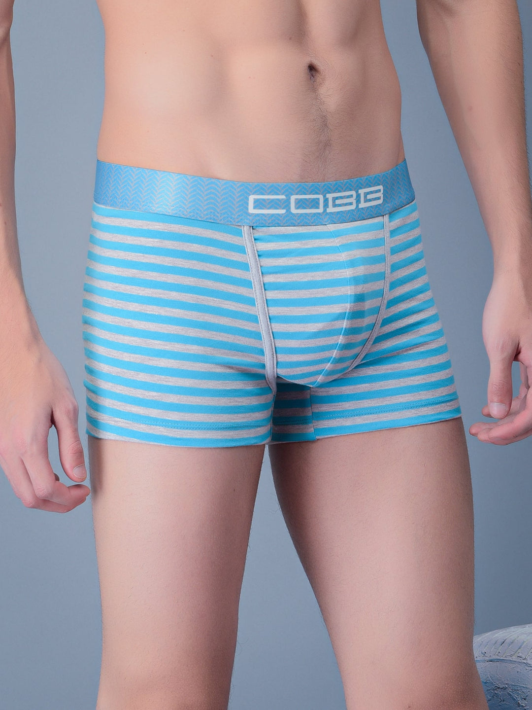 Cobb Turquoise Men Striped Trunk