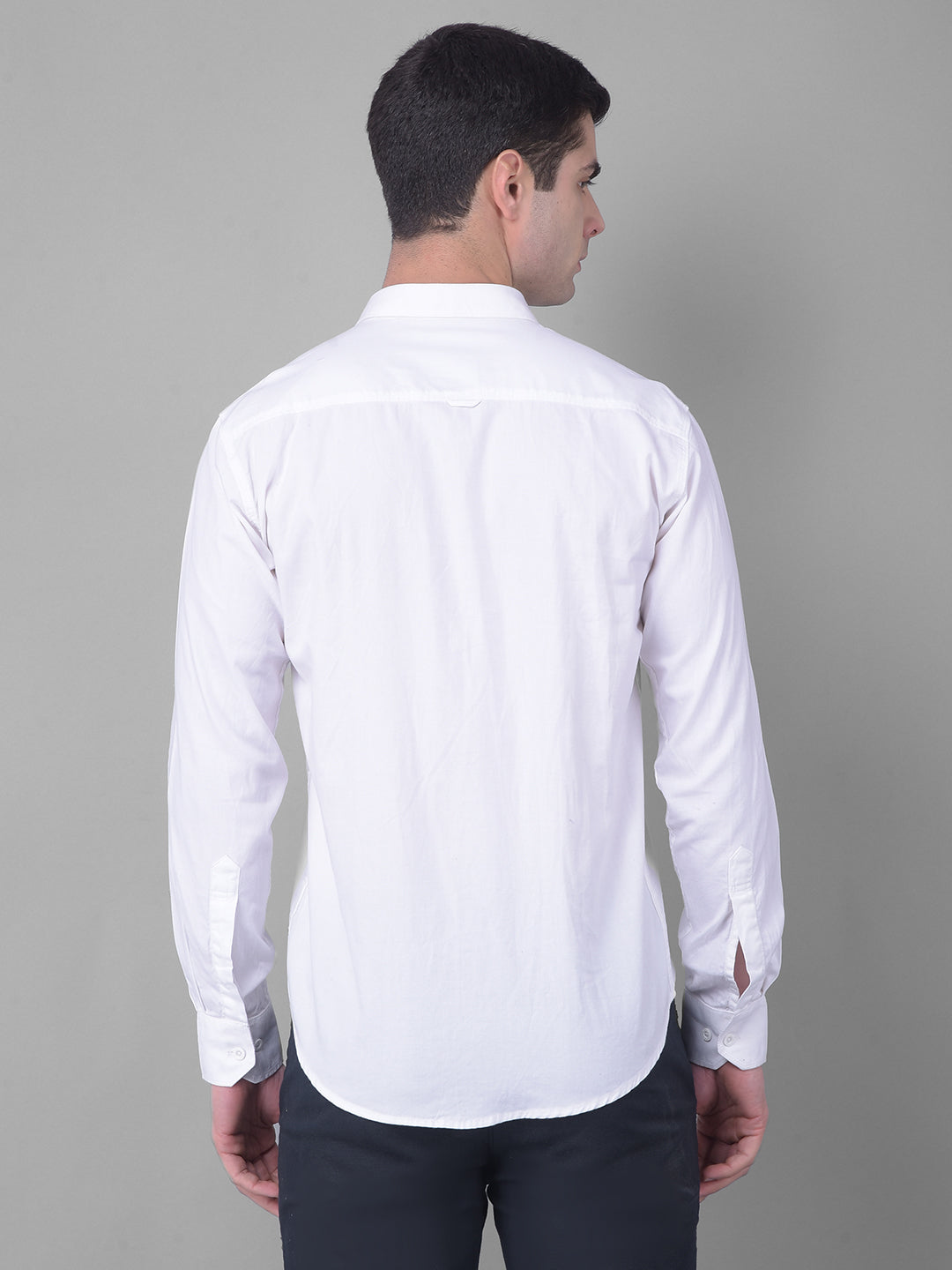 cobb solid white slim fit casual shirt