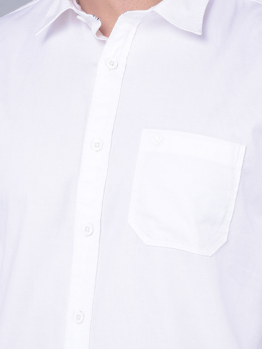 COBB SOLID WHITE SLIM FIT CASUAL SHIRT