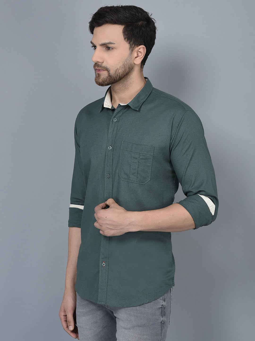 Cobb Green Solid Slim Fit Casual Shirt