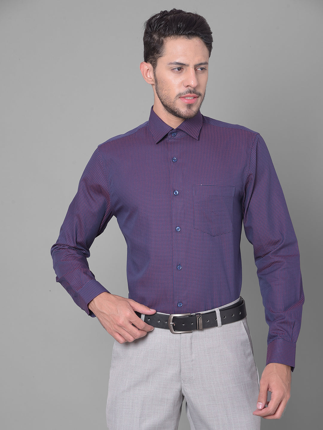 Cobb Purple Solid Slim Fit Formal Shirt Purple