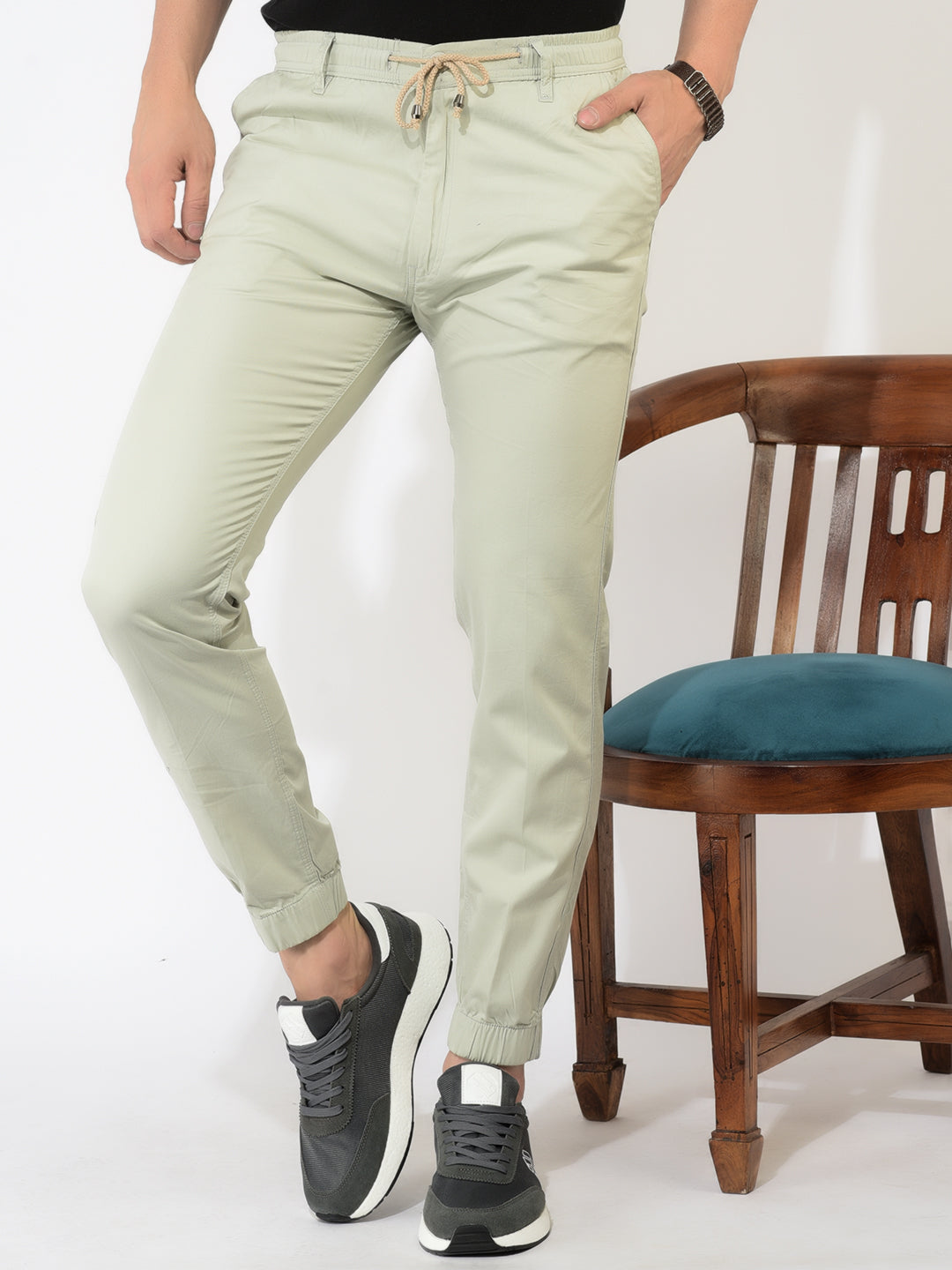 Cobb Light Green Slim Fit Chinos Jogger