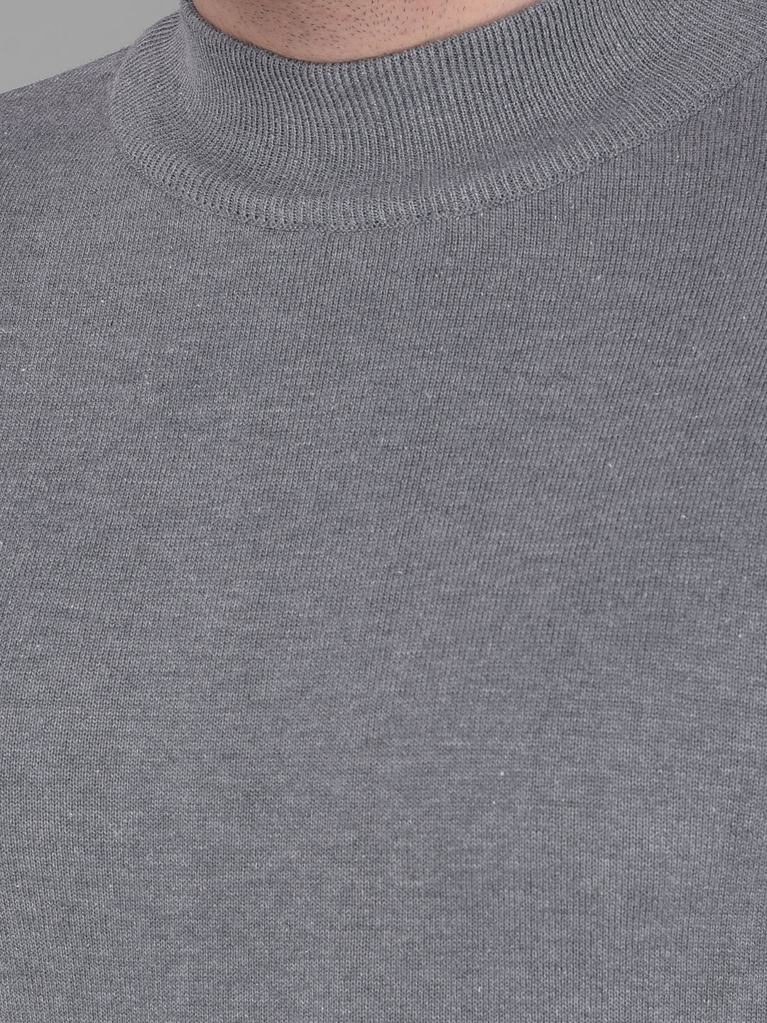 COBB SOLID GREY HIGH NECK SWEATER