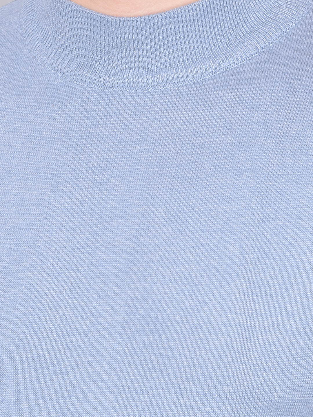 COBB SOLID SKY BLUE HIGH NECK SWEATER
