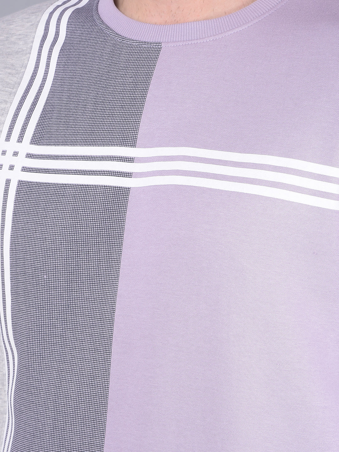 Cobb Lavender Grey Printed Round Neck Sweatshirt