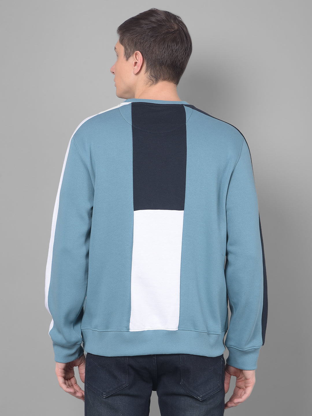 cobb aqua printed round neck sweatshirt