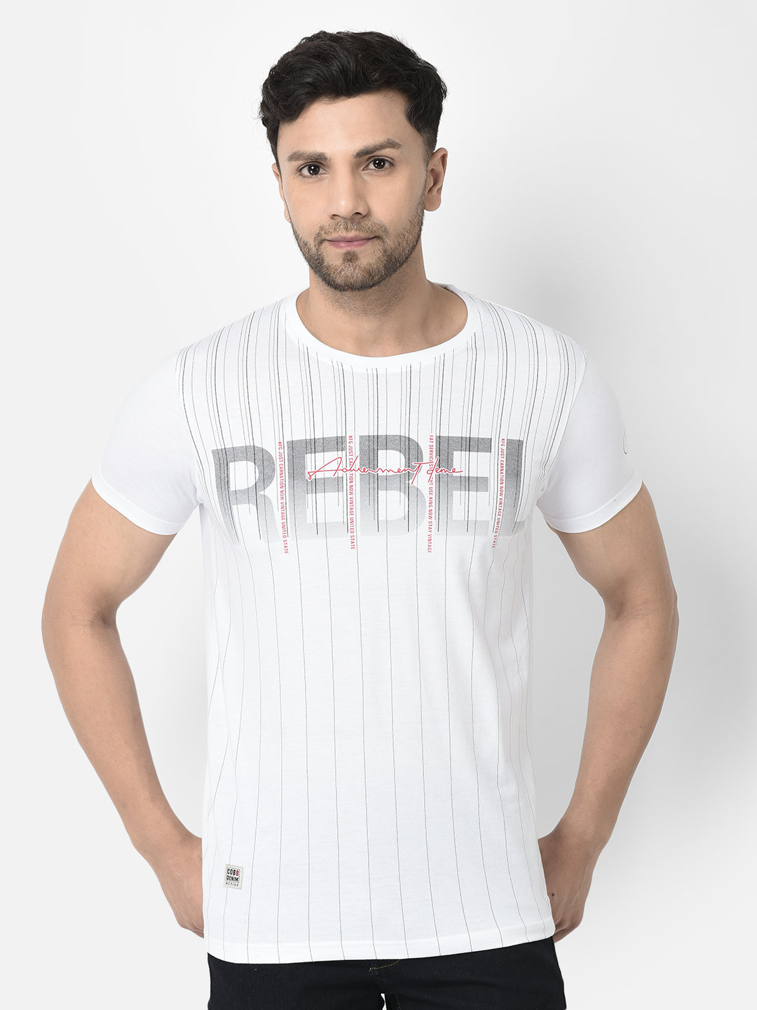 Cobb White Printed Regular Fit T-Shirt White