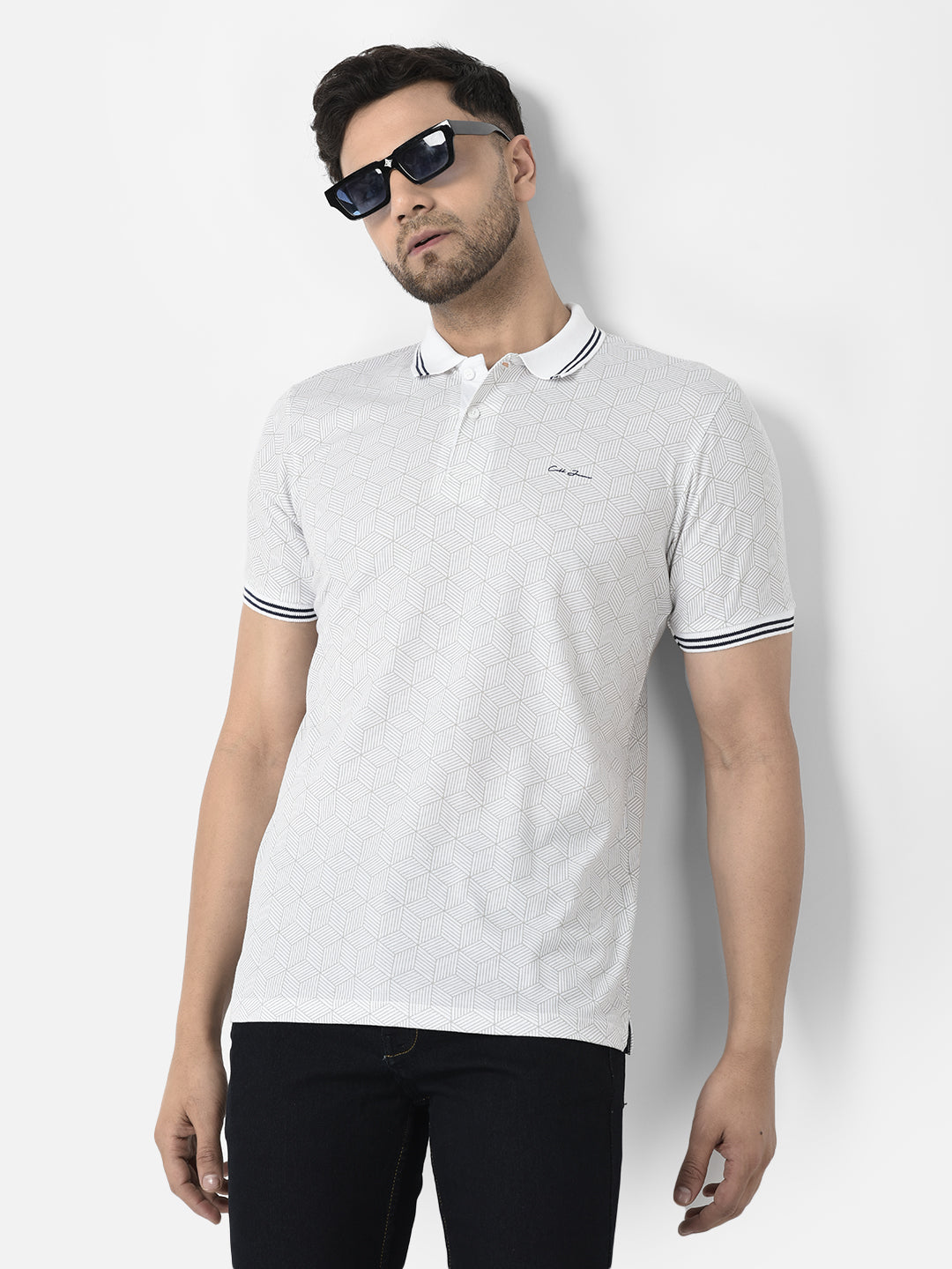 Stand Out with the Cobb White Printed Slim Fit T Shirt for Men