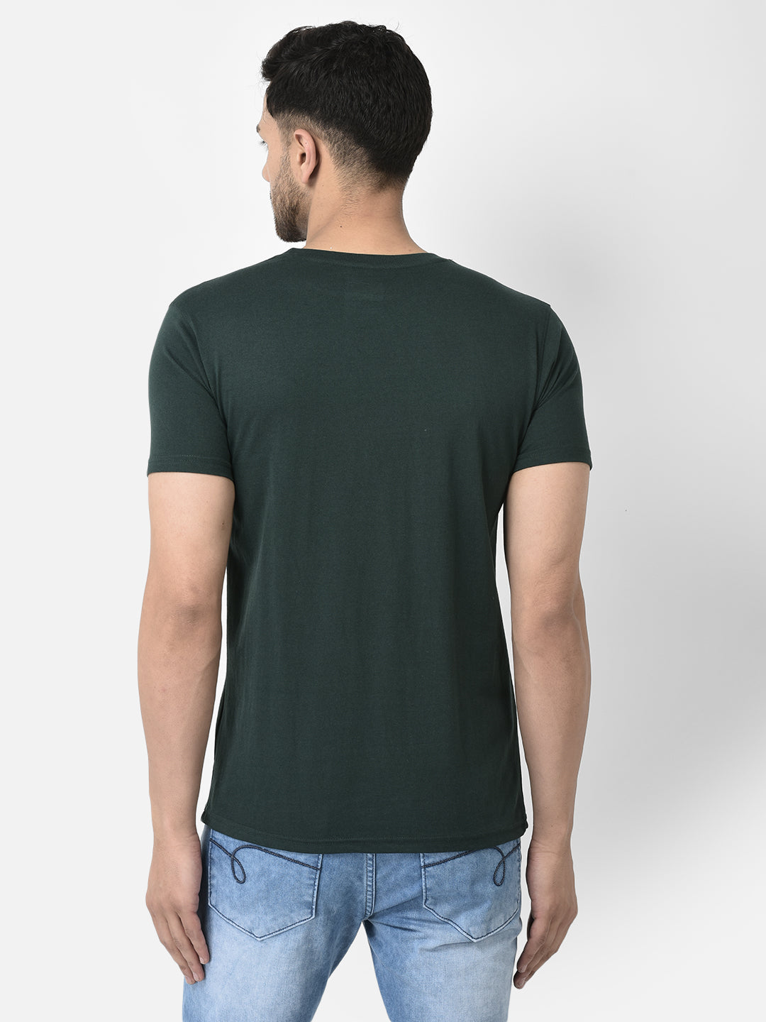 Cobb Bottle Green Printed Round Neck T-Shirt